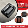 A black magnetic belt tool holder is shown, capable of holding up to 1.77 inches, designed for clipping onto belts.