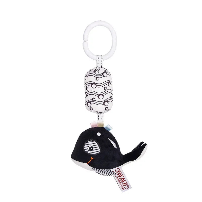 High-Contrast Baby Rattle Plush Toy for Stroller and Crib