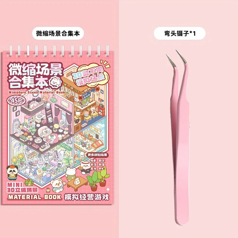 3D Scenic Sticker Book with Tweezers – Forest & Village Designs
