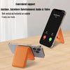 A magnetic leather wallet case with a kickstand is shown alongside an iPhone, demonstrating convenient support for audio and 