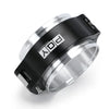 A black heavy-duty aluminum V-band clamp and flange assembly with a silver finish.