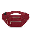 Sac à bandoulière en nylon matelassé bordeaux avec fermeture éclair dorée, vue de dessus.