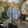 Cotton Canvas Crossbody Bag with Large Capacity
