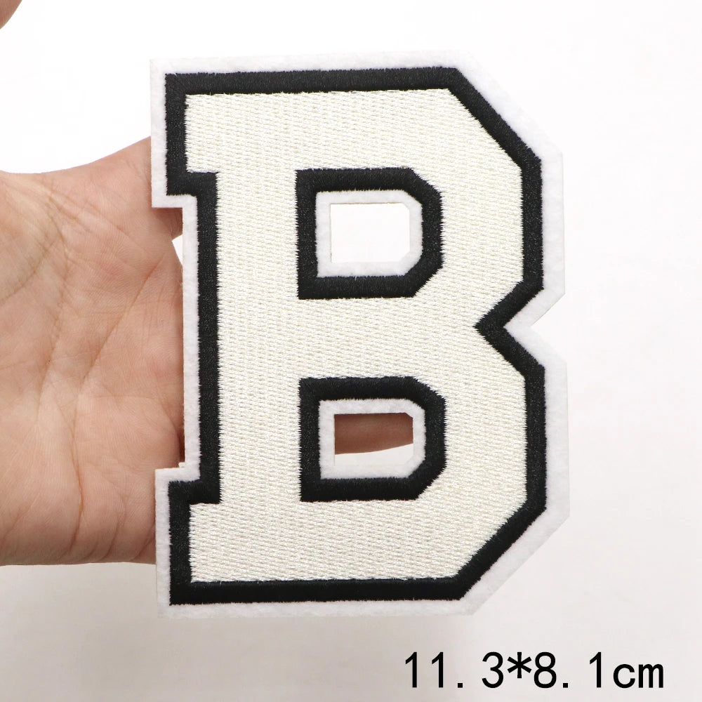 Large White Letter Patch for DIY Clothing Customization
