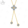Elegant Clover Pendant Necklace with Lab-Created Gemstone