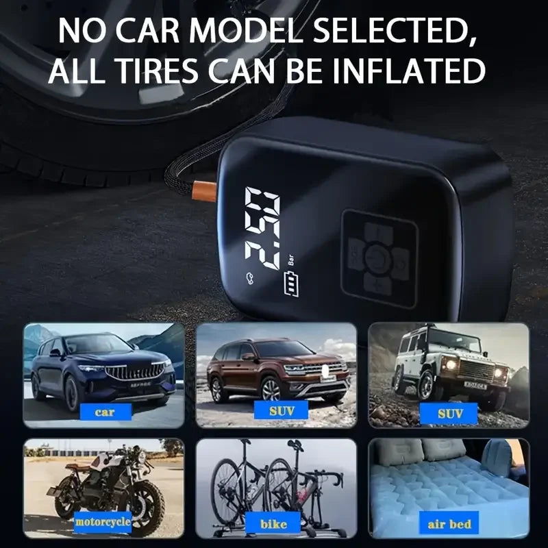 Cordless Rechargeable Tire Inflator with Digital Pressure Gauge