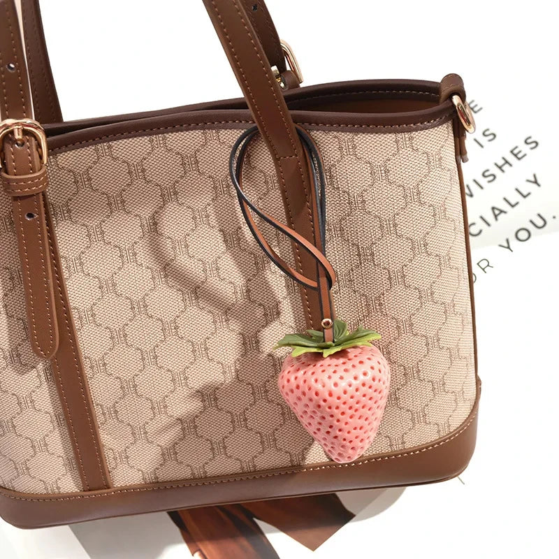 3D Strawberry Bag Charm Keychain