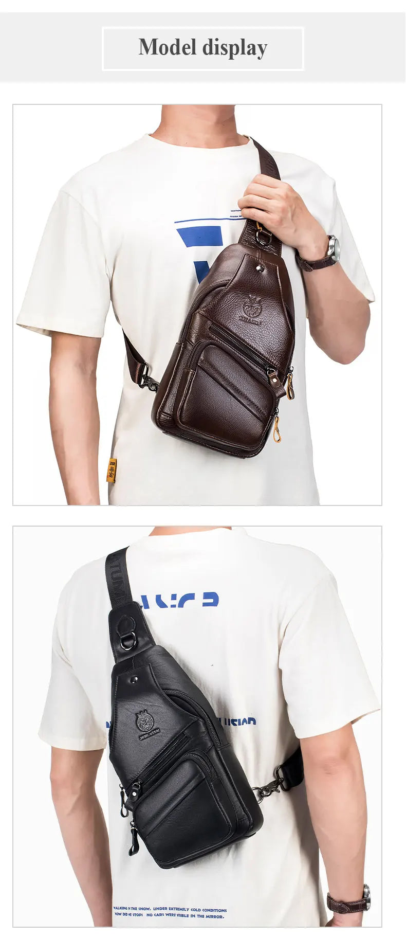 Vintage Genuine Leather Crossbody Bag for Men