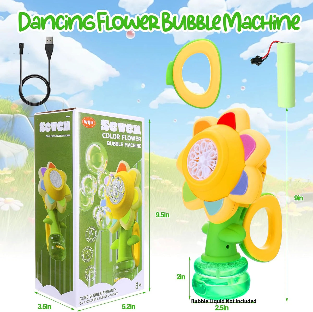 Sunflower Automatic Bubble Machine with Flashing Lights