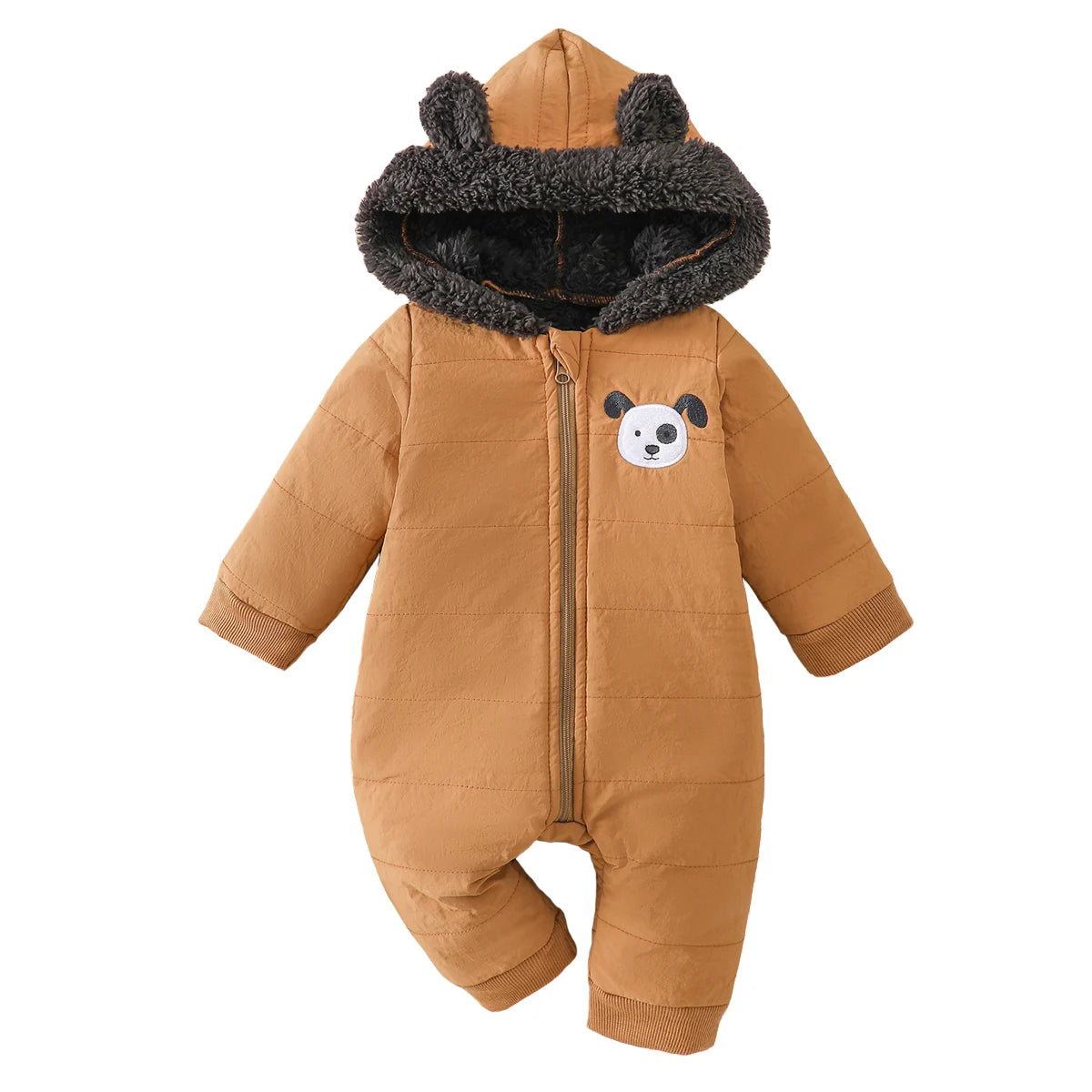 Cozy Fleece Baby Romper with Hood