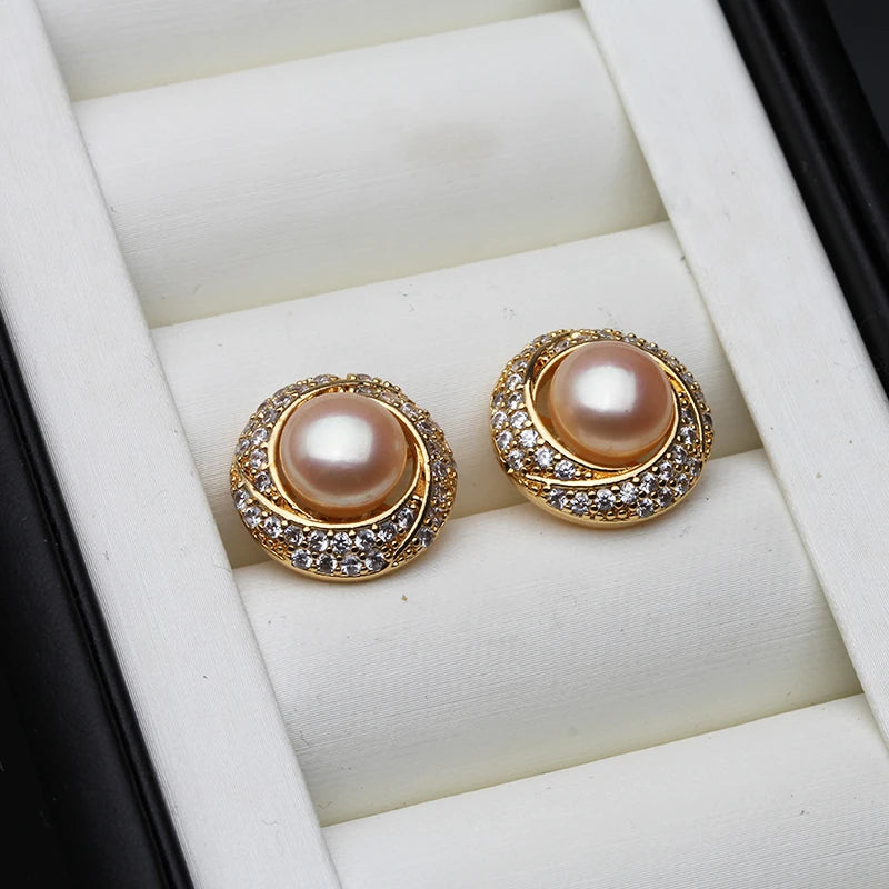 Pendientes de Perla Natural de Agua Dulce