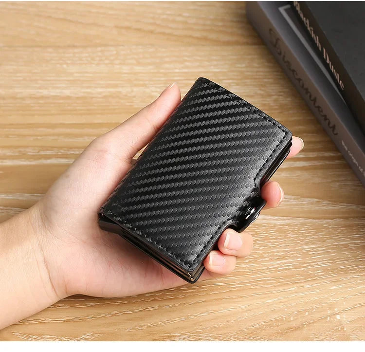 Slim Dual-Layer RFID-Blocking Carbon Fiber Wallet for Men