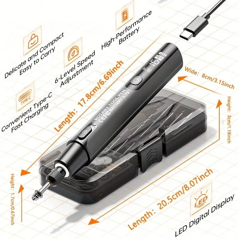 Cordless Mini Engraving Pen with LED Display