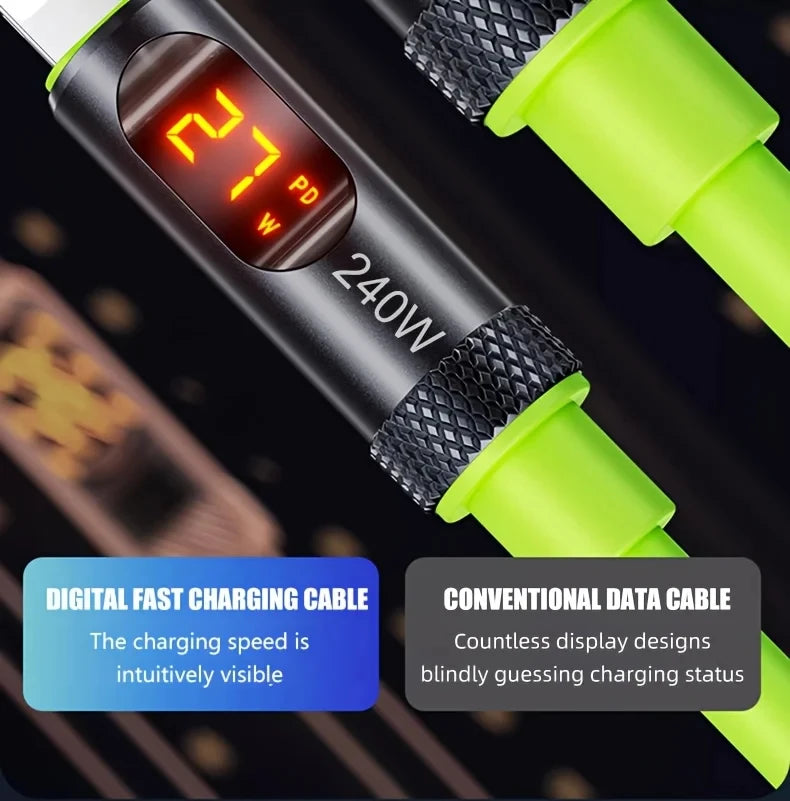 240W USB-C Fast Charging Cable with Digital Display