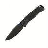 A black compact folding knife with a stainless steel blade and nylon fiber handle shown from the side.