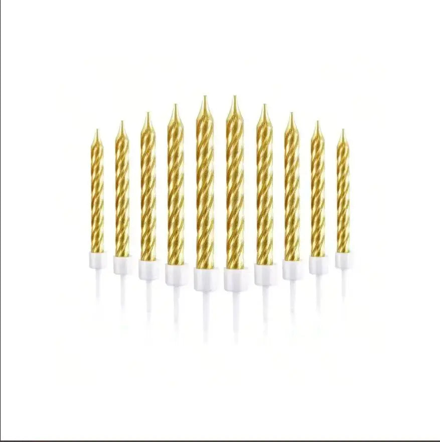 Spiral Birthday Cake Candles, Set of 6 Long Thin Decorative Candles for Cakes and Desserts