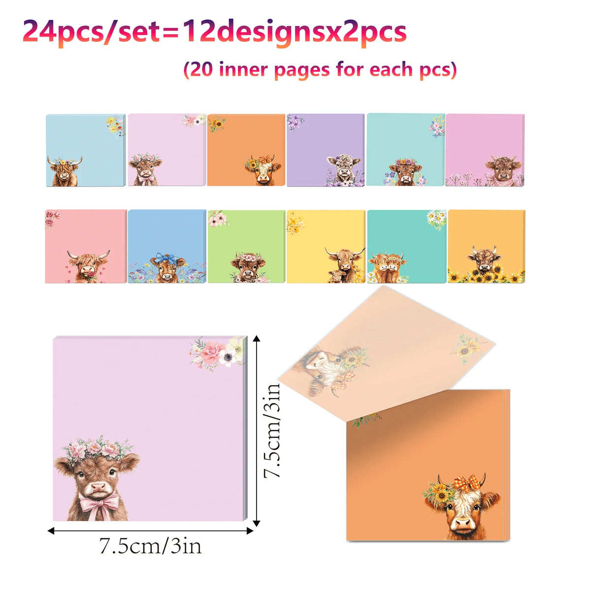 Rustic Highland Cattle Memo Pads