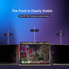 A demonstration showing a magnetic privacy screen protector on a laptop, illustrating the visibility of the front and side an