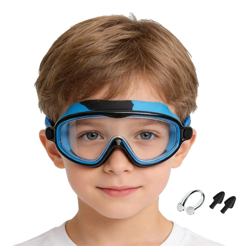 Kids Anti-Fog Swim Goggles with Nose Clip & Earplugs