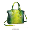 Vintage Croc-Embossed Structured Satchel Handbag