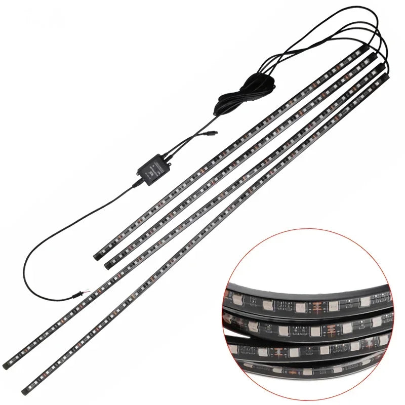 Tiras LED RGB Reactivas al Sonido para Iluminación Inferior del Coche