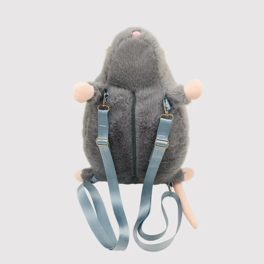 Cute Plush Mouse Backpack with Flower Design
