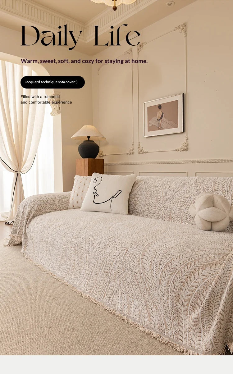 Herringbone Chenille Sofa Cover — All-Season Furniture Protector