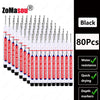 Black long-head waterproof deep hole markers for woodworking and construction, sold in a 80 piece set.