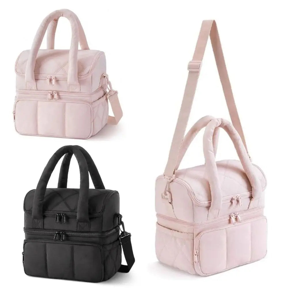 Insulated Double-Deck Lunch Tote with Leakproof Lining