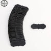 A stack of black PU leather sewing labels with a textured pattern for handmade crafts.