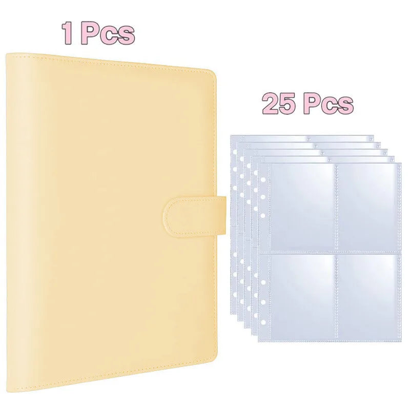 A5 PU Leather Photo & Card Organizer Binder with 4-Pocket Sleeves