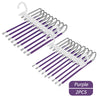 Purple 9-layer non-slip stainless steel pants hanger with two pieces