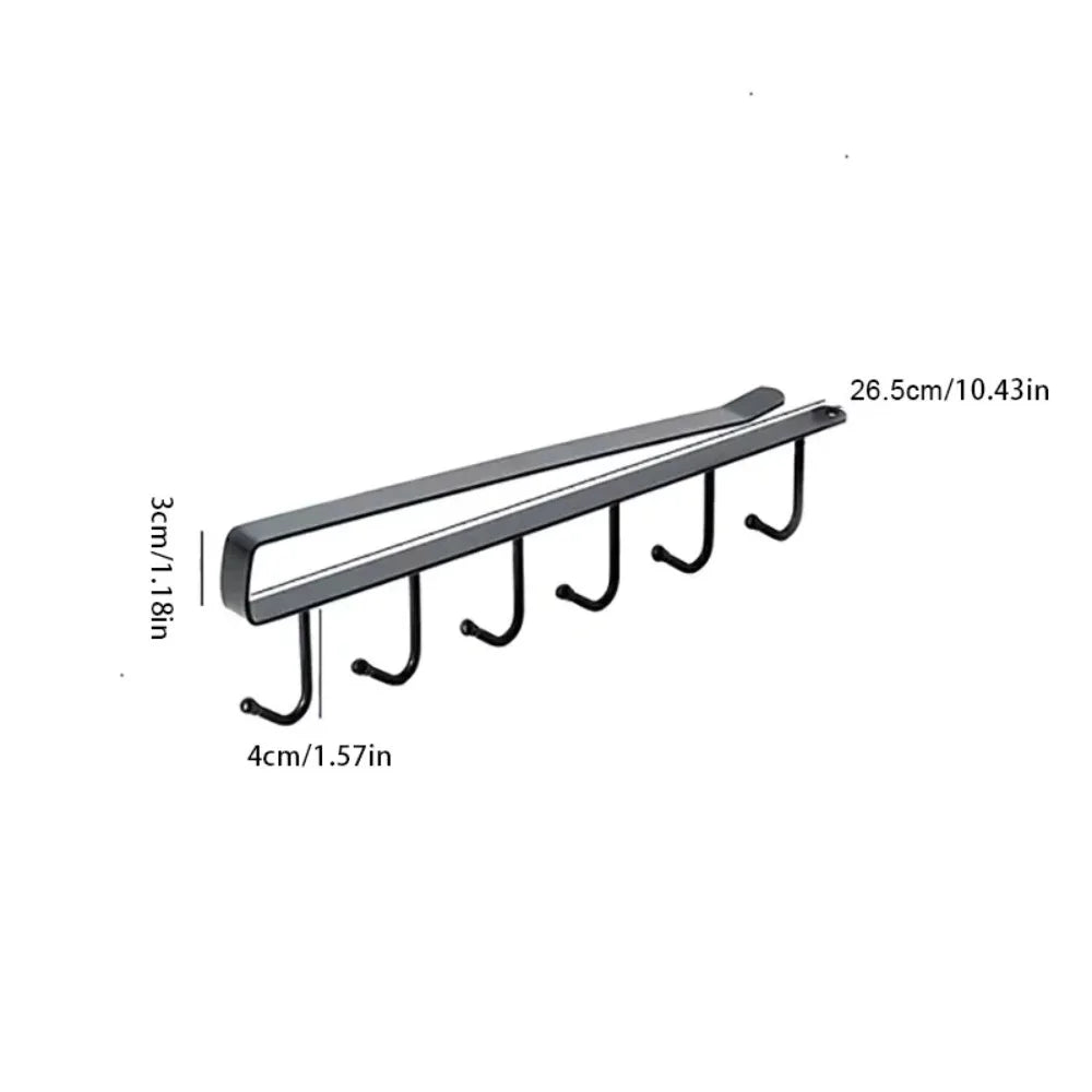 6-Hook Under Cabinet Storage Rack for Kitchen and Closet Organization