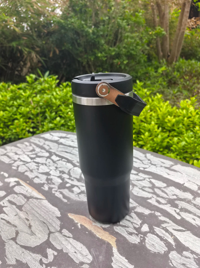 30oz Stainless Steel Vacuum Insulated Tumbler with Handle and Straw