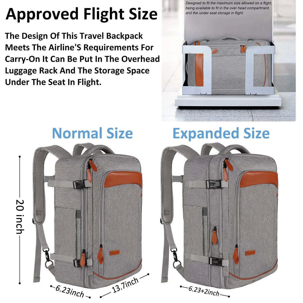 Expandable Travel Backpack with 4 Packing Cubes