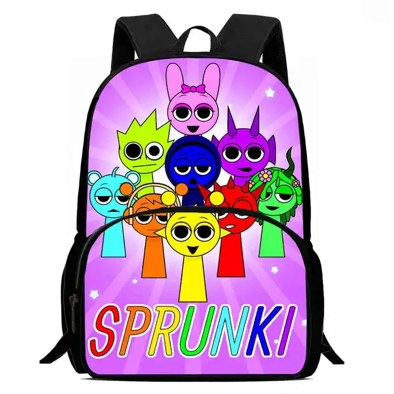 Cartable Enfant Cartoon Sprunki avec Pochette Avant