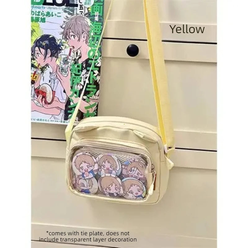Y2K Transparent Ita Bag with DIY Badge Display Panel