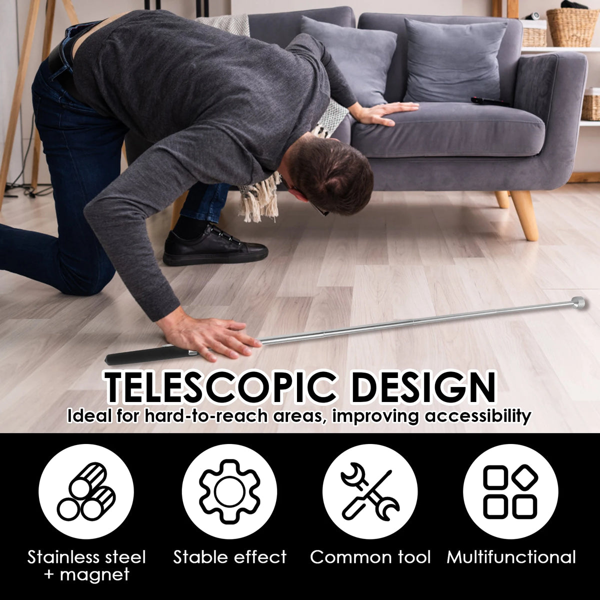 Telescopic Magnetic Pickup Tool with Extendable Handle