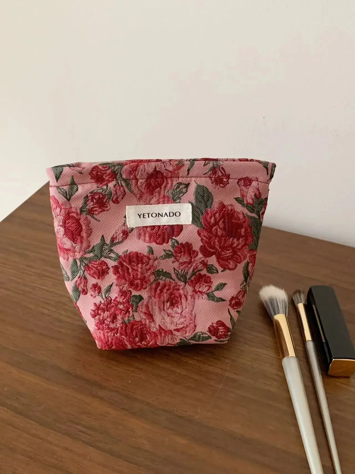 Vintage Floral Cosmetic Bag - Portable Makeup & Toiletry Organizer