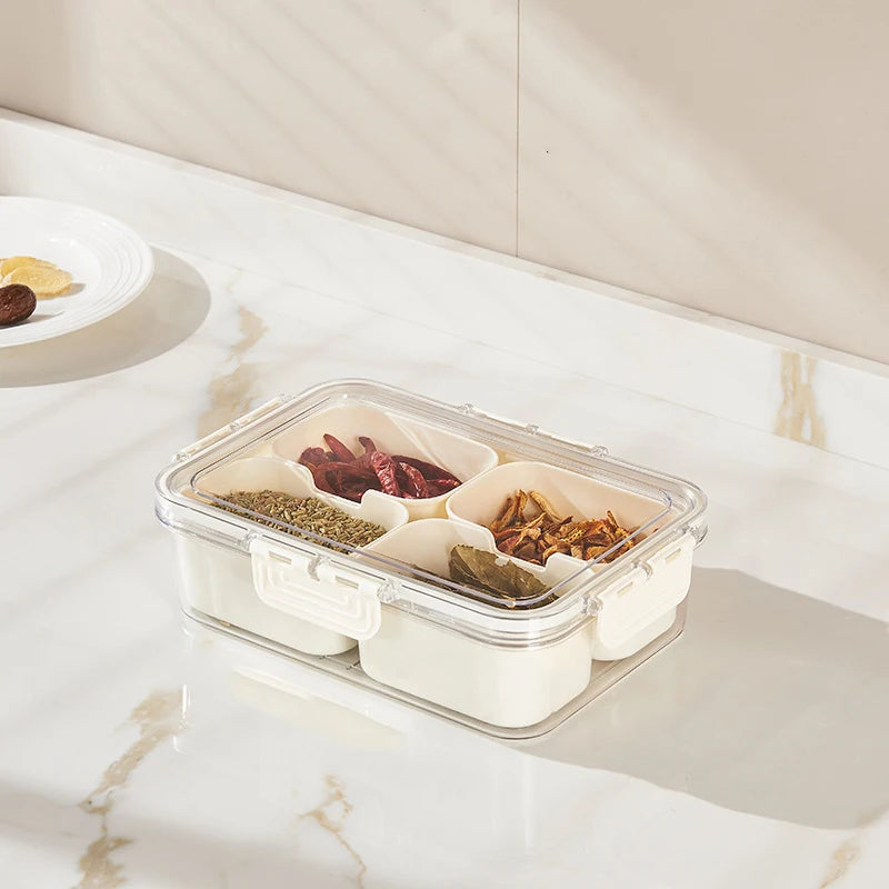 8-Compartment Portable Snack Box with Lid and Handle