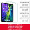 A set of tempered glass screen protectors for various iPad models, including 2018 to 2022 versions.