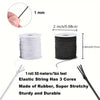Roll of 50 meters elastic string with three cores made of rubber for jewelry making