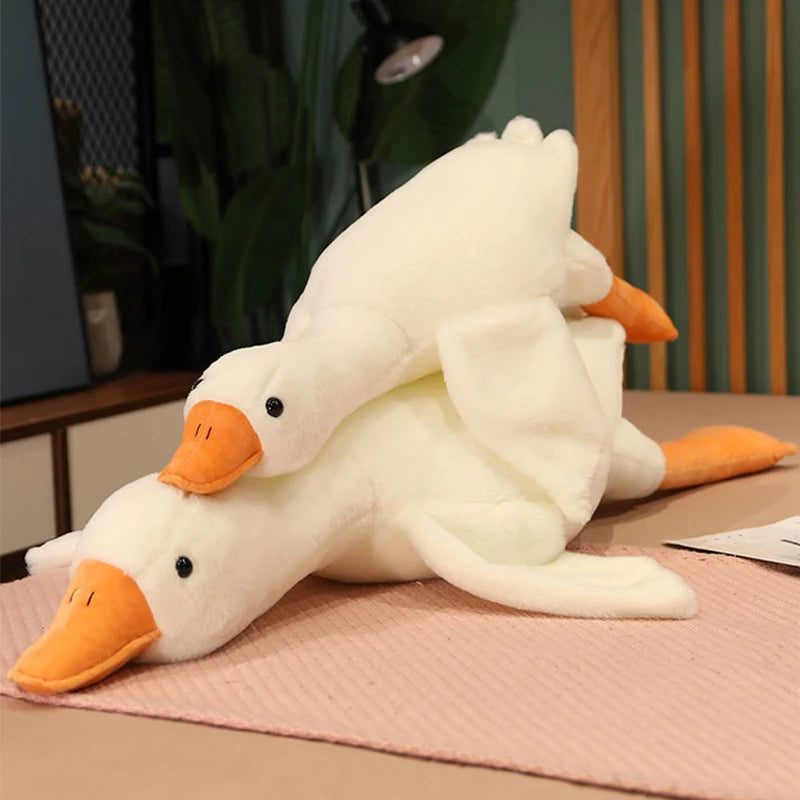 Oversized White Goose Plush Toy & Sofa Cushion