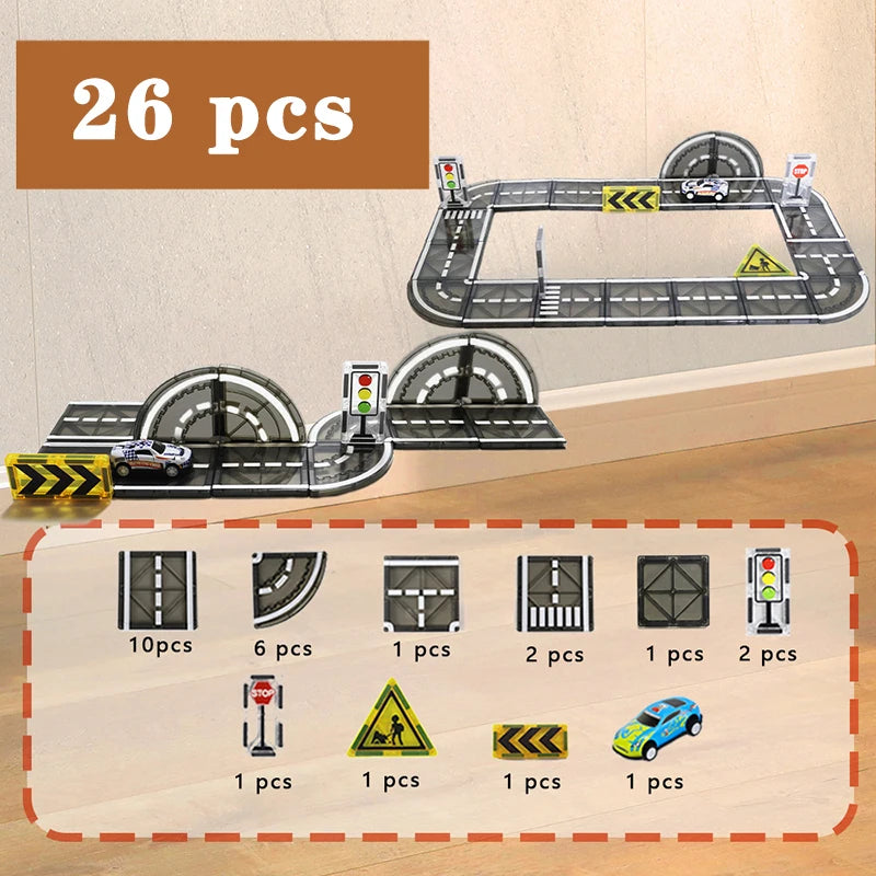 Magnetic Tiles Road Building Set for Kids