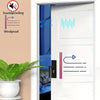 A white door frame shows a self-adhesive D-shape weather stripping seal installed on the door for soundproofing and windproof