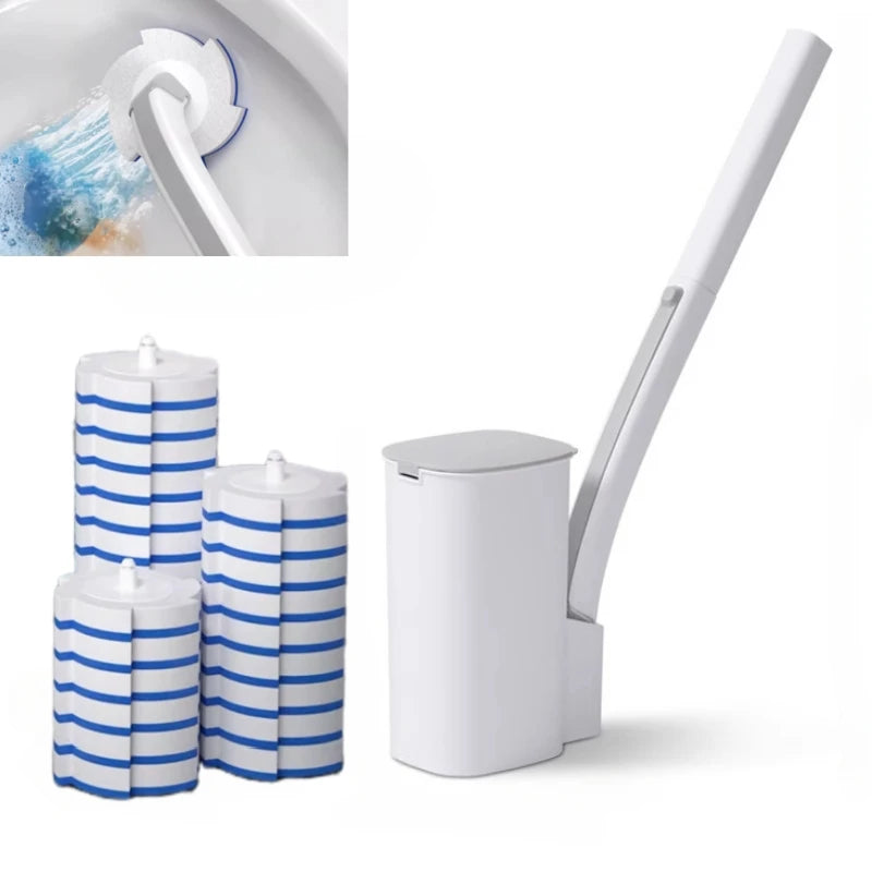 Disposable Toilet Brush Set with Replaceable Heads
