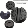 A set of black rubber jack pads designed to provide comprehensive safety protection for floor jacks.