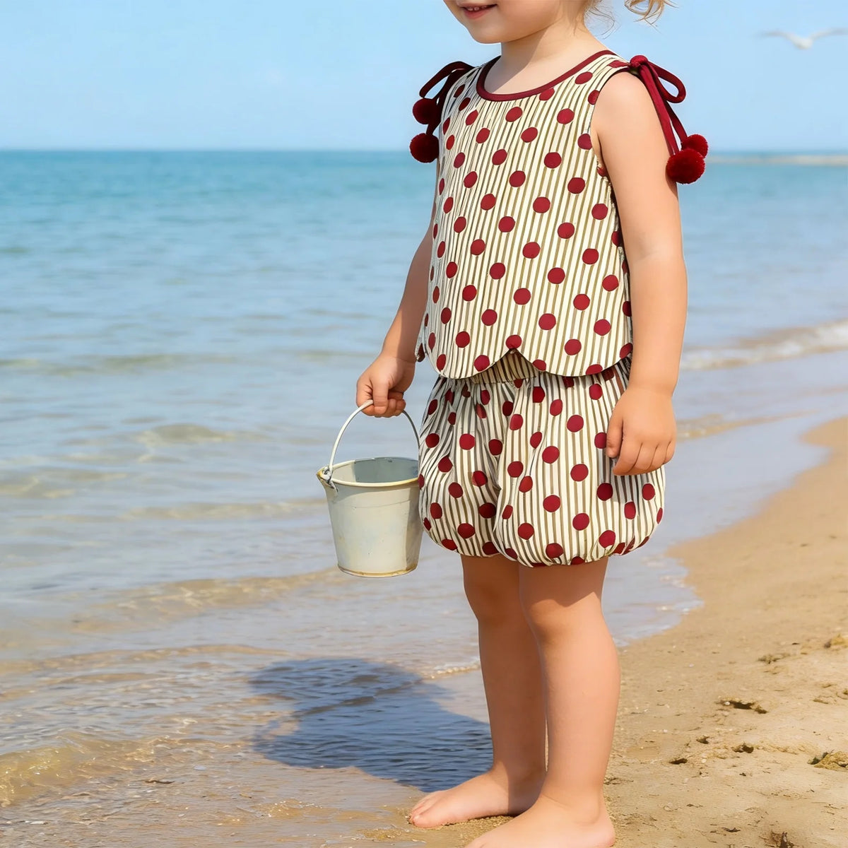 Girls' Sleeveless Dot Print Tank Top and Lantern Shorts Set