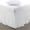 White ruffled elastic bed skirt for queen and king beds