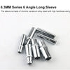 A collection of chrome vanadium alloy steel sleeves for auto repair tools.
